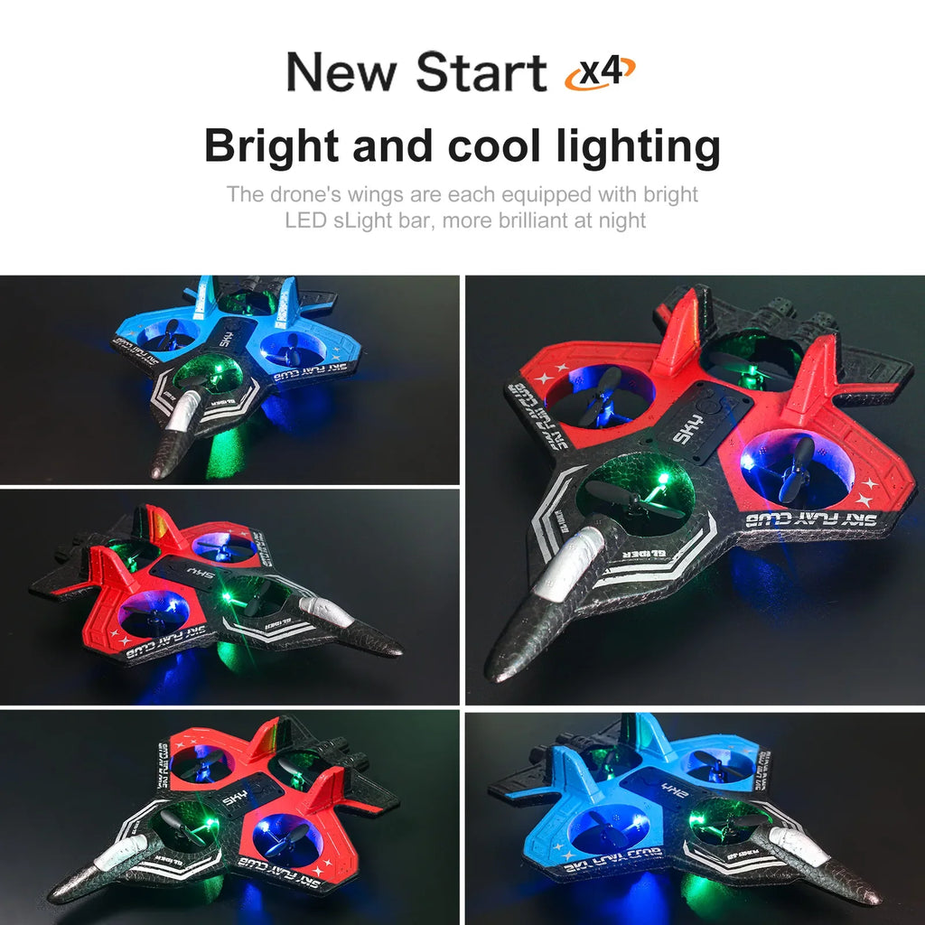 EPP Foam RC Plane with Cool LED Lights | 360° Flip Stunt | One-Key Start | 2.4G 4CH Remote Control | Best Gift for Kids Boys