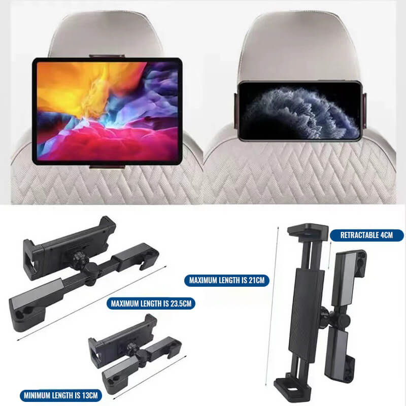 360 Degree Rotating Car Headrest Tablet Mount Holder Portable iPad Stand Auto Rear Seat Pillow Bracket for Travel Road Trip
