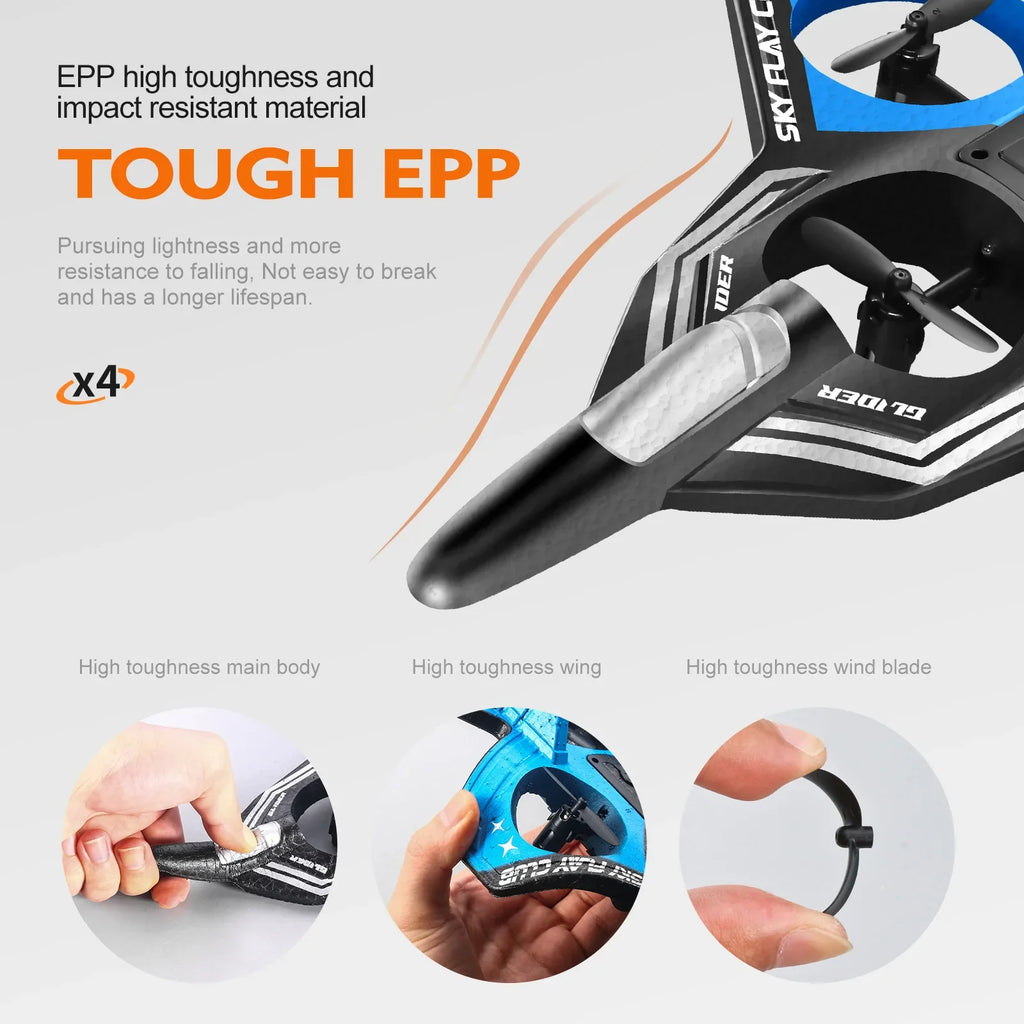 EPP Foam RC Plane with Cool LED Lights | 360° Flip Stunt | One-Key Start | 2.4G 4CH Remote Control | Best Gift for Kids Boys