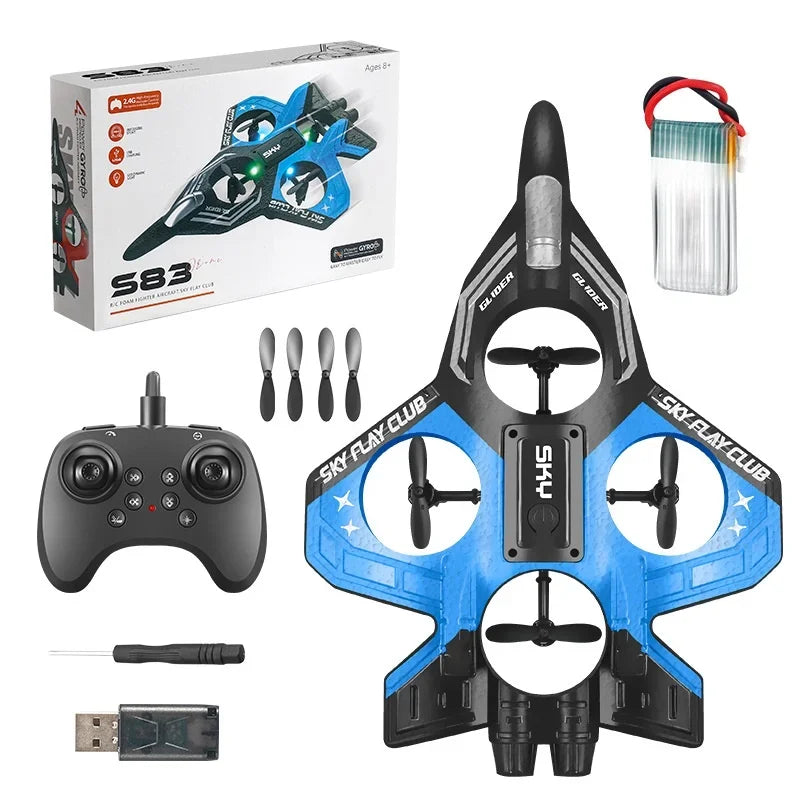 EPP Foam RC Plane with Cool LED Lights | 360° Flip Stunt | One-Key Start | 2.4G 4CH Remote Control | Best Gift for Kids Boys
